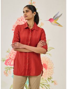 Lakshita - Red Viscose Embroidered Shirt