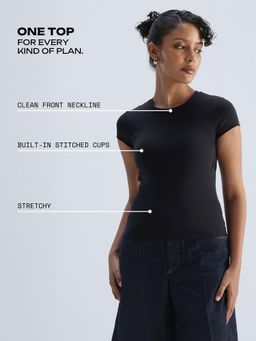 Cava Athleisure - Black Sleek Backless Built-In Top