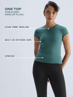 Cava Athleisure - Green Sleek Backless Built-In Top