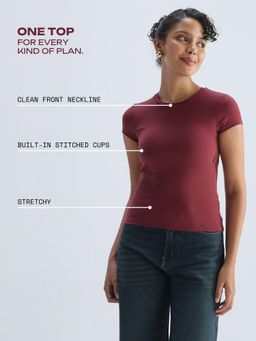 Cava Athleisure - Maroon Sleek Backless Built-In Top