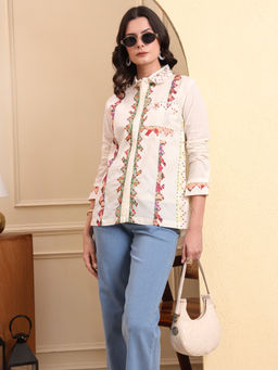 Yufta - White Pure Cotton Patchwork Shirt Top