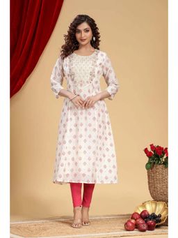 Cotton Culture - Women Off White Chanderi Floral Kurta