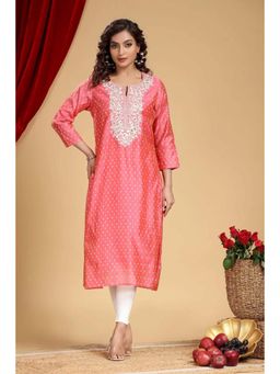 Cotton Culture - Women Pink Chanderi Floral Kurta