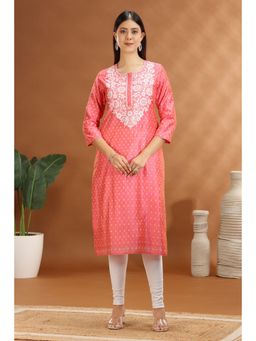 Cotton Culture - Women Pink Chanderi Embroidered Kurta