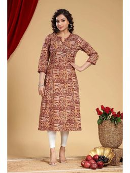 Cotton Culture - Women Maroon Cotton Printed Kurta