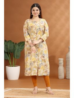 Cotton Culture - Women Yellow Cotton Floral Kurta