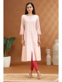 Cotton Culture - Women Pink Cotton Embroidered Kurta