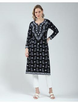 Monte Carlo - Women Black Wool Blend Paisley Kurta