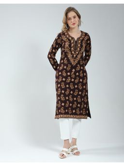 Monte Carlo - Women Maroon Wool Blend Paisley Kurta