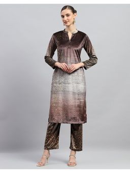 Monte Carlo - Women Brown Wool Blend Floral Kurta