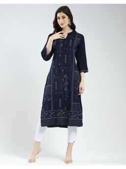 Monte Carlo - Women Navy Blue Viscose Printed Kurta