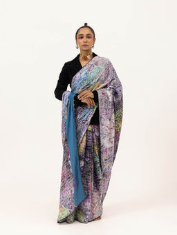 UNALLUME BY NISHA - Drift Silk Saree with Unstitched Blouse Twilight Vine - Multi-Color