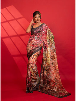 UNALLUME BY NISHA - Enchanted Garden Silk Saree with Unstitched Blouse - Multi-Color