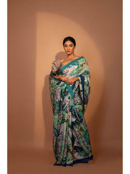UNALLUME BY NISHA - Orchid Dreams Silk Saree with Unstitched Blouse - Multi-Color