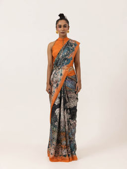 UNALLUME BY NISHA - Enchanted Canopy Silk Saree with Unstitched Blouse - Multi-Color