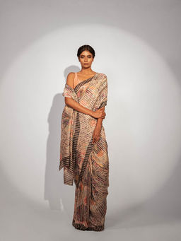 UNALLUME BY NISHA - Ethereal Bloom Silk Saree with Unstitched Blouse - Multi-Color