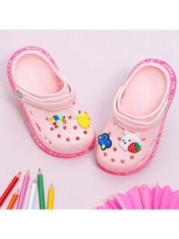 Yellow Bee - Comfort Playful Bunny Print Clogs for Girls-Pink