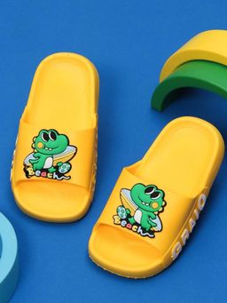 Yellow Bee - Beach Slippers with Fun Frog Design For Boys-Yellow