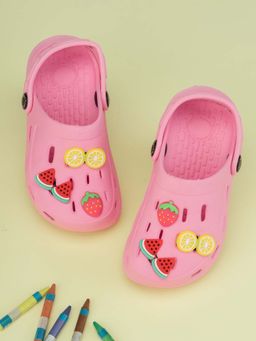 Yellow Bee - Playful Girl's Clogs with Strawberry-Watermelon & Lemon Accents-Pink