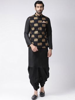 KISAH - Men Black Kurta Jacket (Set of 3)