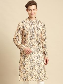 Sanwara - Men Printed Cotton Straight Kurta