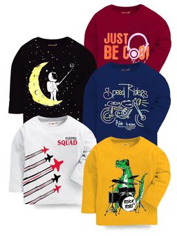 Kuchipoo - Boys Regular Fit Graphic Multi-Color T-Shirts (Pack of 5)