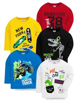 Kuchipoo - Boys Regular Fit Graphic Multi-Color T-Shirts (Pack of 5)