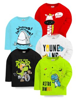 Kuchipoo - Boys Regular Fit Full Sleeves Graphic Multi-Color T-Shirts (Pack of 5)