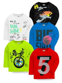 Kuchipoo - Boys Regular Fit Graphic Multi-Color T-Shirts (Pack of 5)