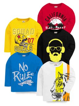 Kuchipoo - Boys Regular Fit Graphic Multi-Color T-Shirts (Pack of 5)