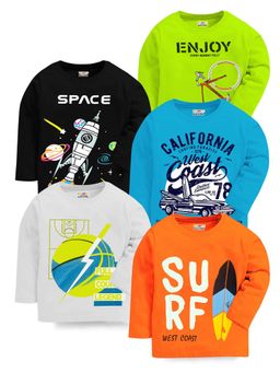 Kuchipoo - Boys Regular Fit Graphic Multi-Color T-Shirts (Pack of 5)
