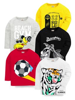 Kuchipoo - Boys Regular Fit Graphic Multi-Color T-Shirts (Pack of 5)
