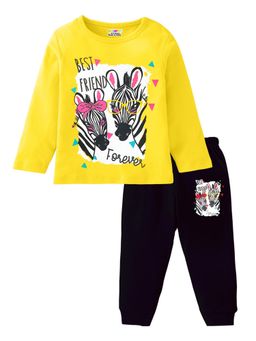 Kuchipoo - Girls Regular Fit Full Sleeves Graphic T-Shirt with Track Pant (Set of 2)