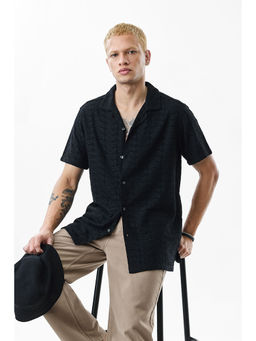 Snitch - Black Embroidered Boxy Fit Shirt