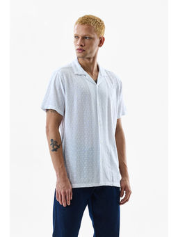 Snitch - White Embroidered Boxy Fit Shirt