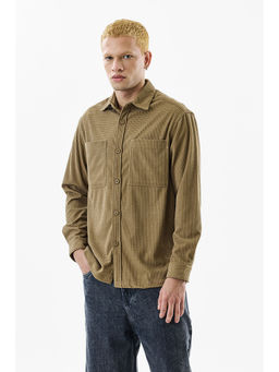 Snitch - Beige Textured Regular Fit Shirt