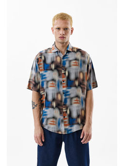 Snitch - Grey Printed Regular Fit Shirt