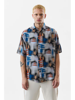 Snitch - Grey Printed Regular Fit Shirt