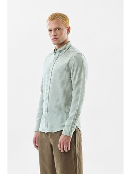 Snitch - Green Stripes Slim Fit Shirt