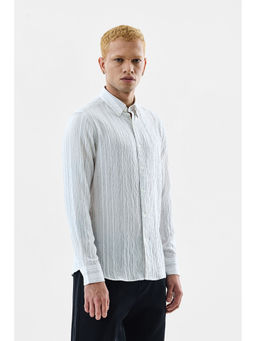 Snitch - Off White Stripes Slim Fit Shirt
