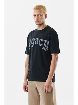 Snitch - Black Printed Oversized Fit T-Shirt