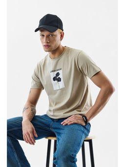Snitch - Beige Printed Regular Fit T-Shirt