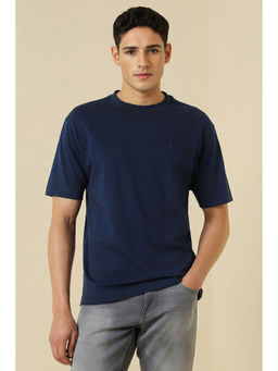 Allen Solly - Navy Blue Printed Oversized Fit T-Shirt