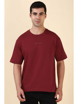 Allen Solly - Maroon Solid Oversized Fit T-Shirt