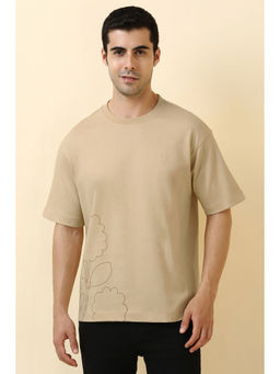 Allen Solly - Beige Printed Oversized Fit T-Shirt