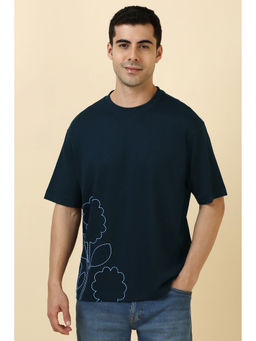 Allen Solly - Navy Blue Embroidered Oversized Fit T-Shirt