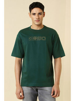 Allen Solly - Green Printed Oversized Fit T-Shirt