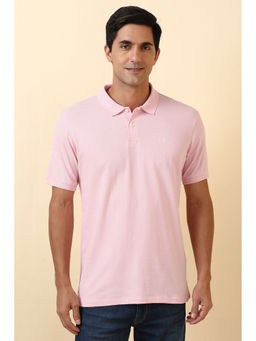 Allen Solly - Pink Textured Regular Fit Polo T-Shirt