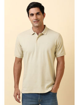 Allen Solly - Beige Stripes Regular Fit Polo T-Shirt
