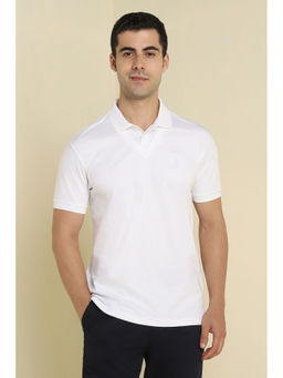 Allen Solly - White Solid Regular Fit Polo T-Shirt